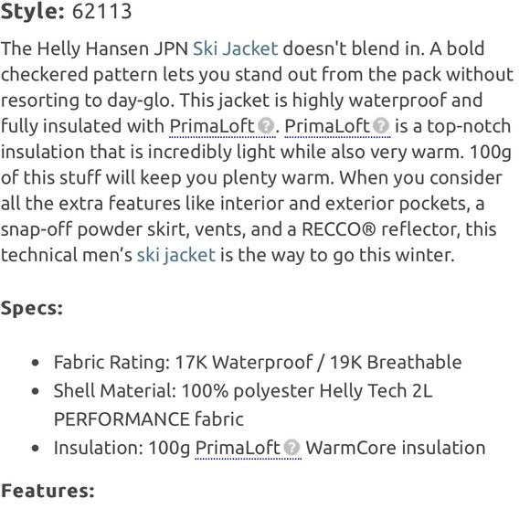 helly hansen jpn insulated winter ski snowboard jacket - Picture 5 of 16